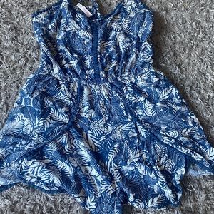 Blue and white romper